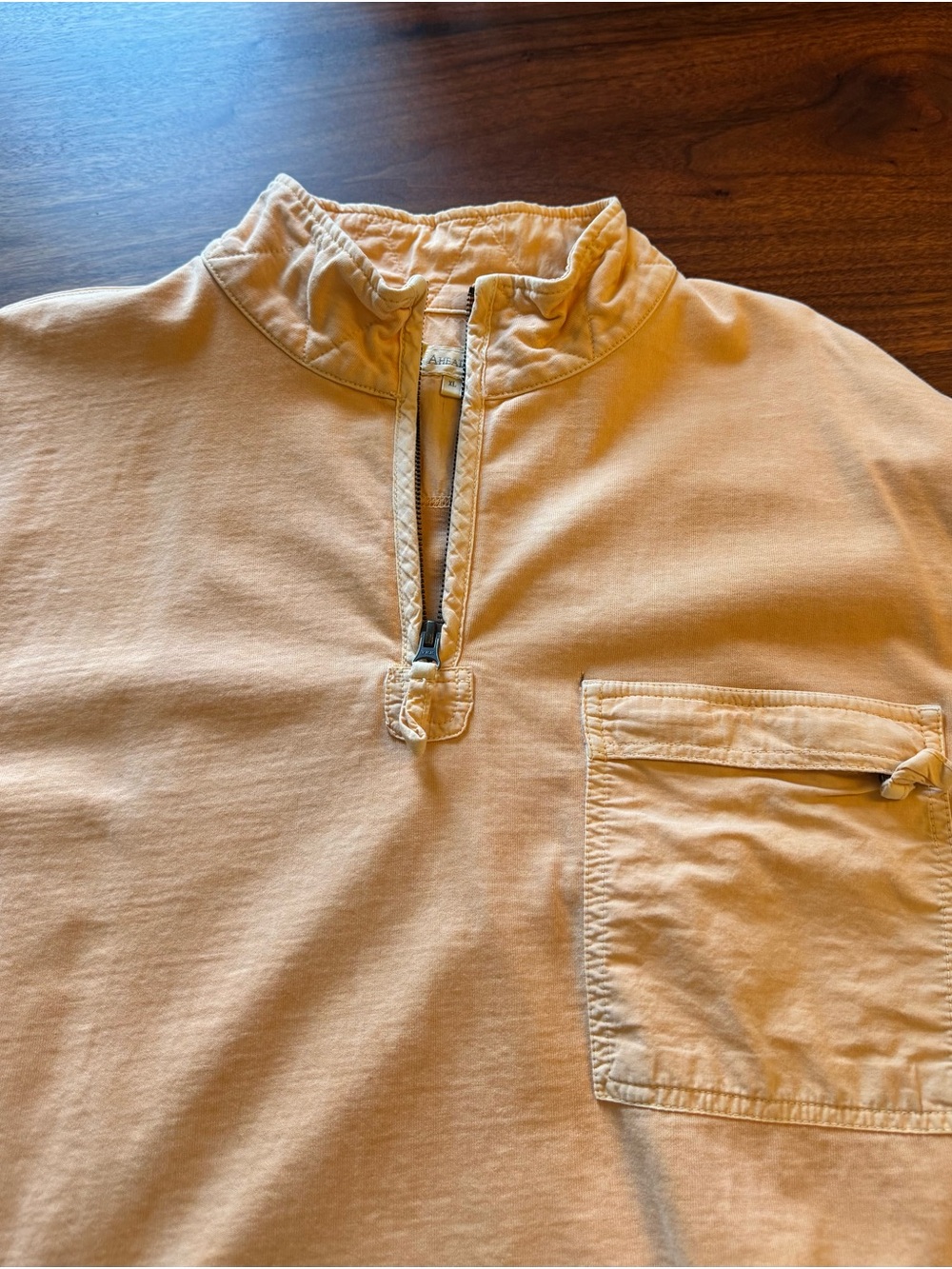 The Territory Ahead Men's Quarter-Zip Pocket Shirt in Light Peach